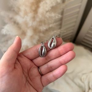 Silver Cowrie Shell Earrings